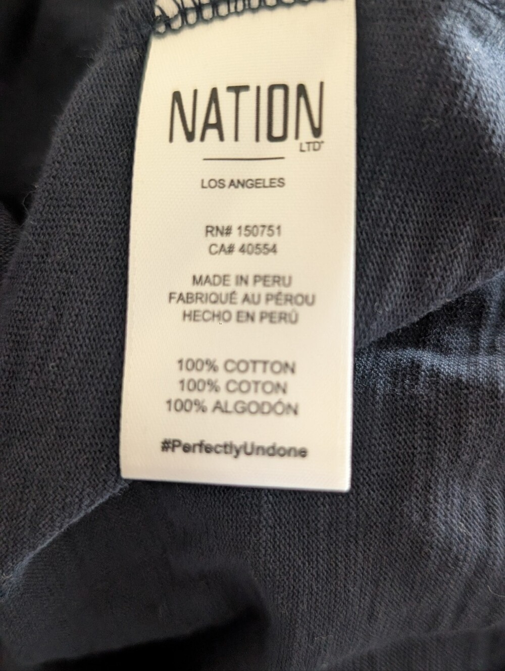 Nation LTD Luanne Yoked Snap Tee Size Small NWOT Navy - Picture 6 of 6